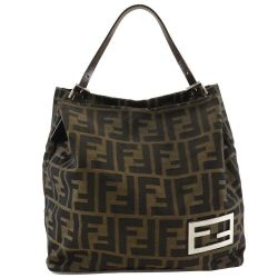 FENDI Zucca Shoulder Bag One Belt Brown Nylon canvas Women 