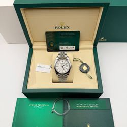 New Fresh 2026 Rolex Datejust 41mm 126300 White Dial Jubilee Box Card Papers Tags Full Set