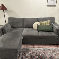 Gray Sectional Sleeper Sofa with Chaise and Storage
