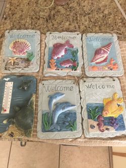 Hanging sea fish, dolphin, shells,turtle