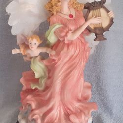 Angel Figurine Statue w/ Cherub Beautifully Detailed 16"