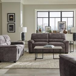 3-piece Pillow Top Arm Living-Room Set Charcoal Grey  - Sillones juego Sala