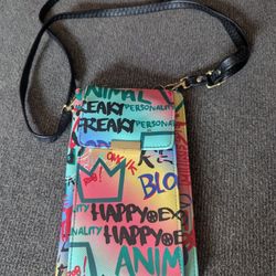 Multi Graffiti Top Flap Phone Case Crossbody Handbag Purse  $20