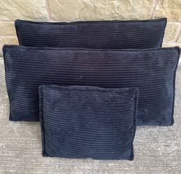 3 Black Corduroy Cushions