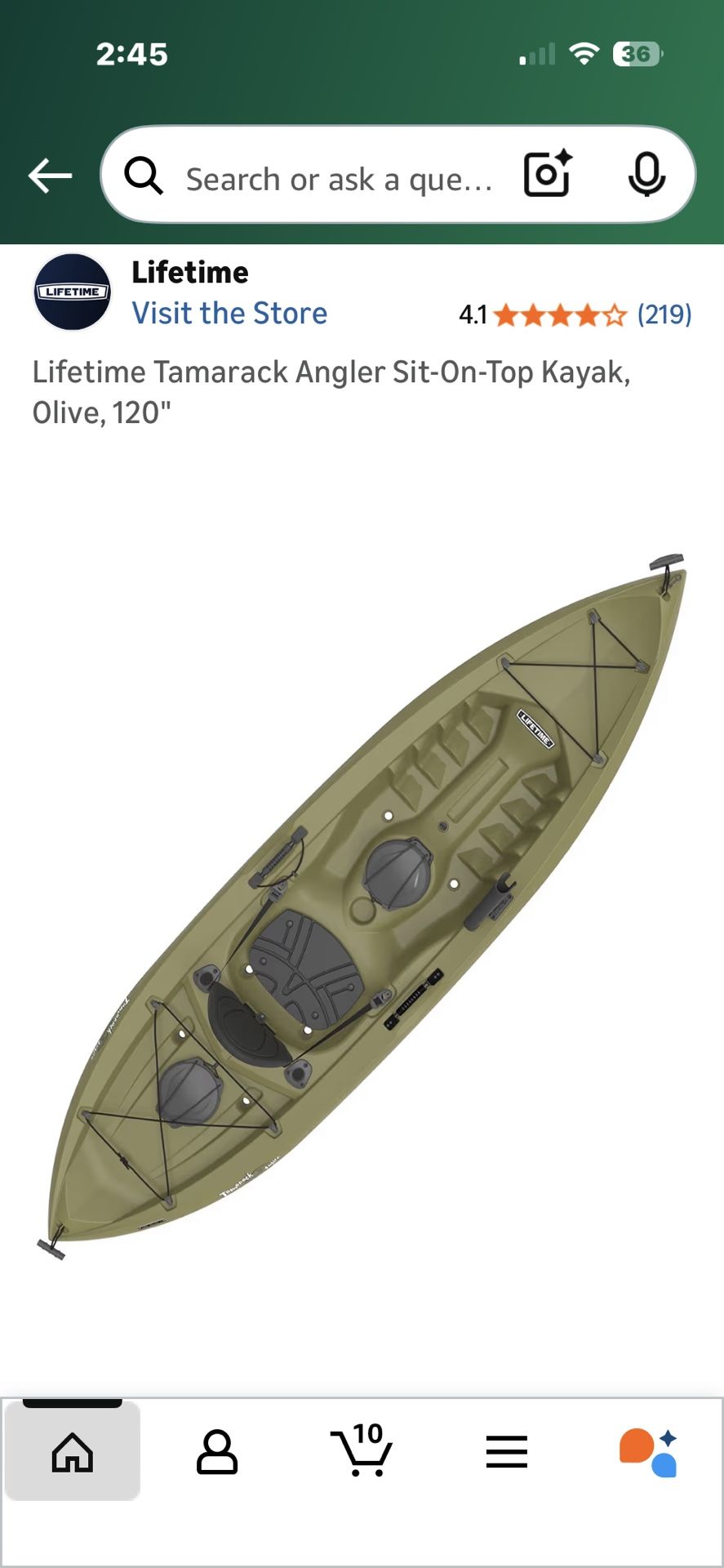 Brand New Kayak Lifetime Tamarack 10’