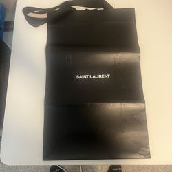 YSL SAINT LAURENT paper Black Shopping Bag 20.5”x12.5”x6” Handle Drop 10.5”