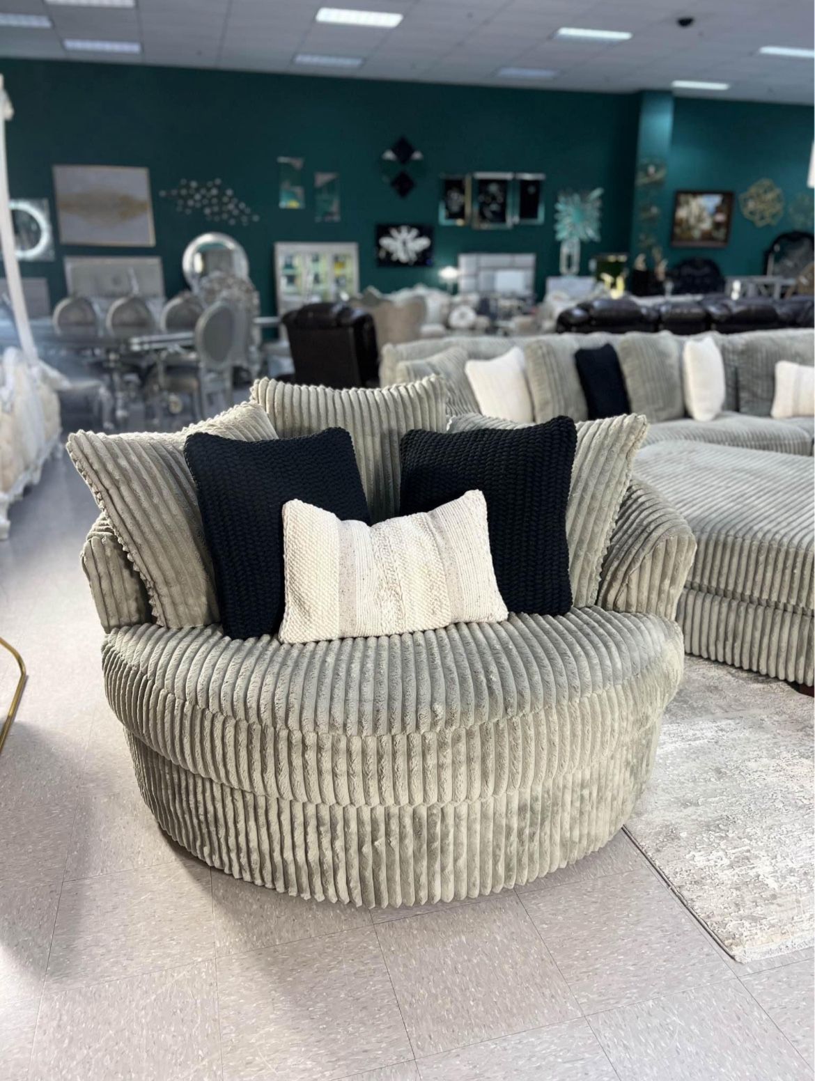 Swivel Chair , Same Day Delivery , Gray Corduroy