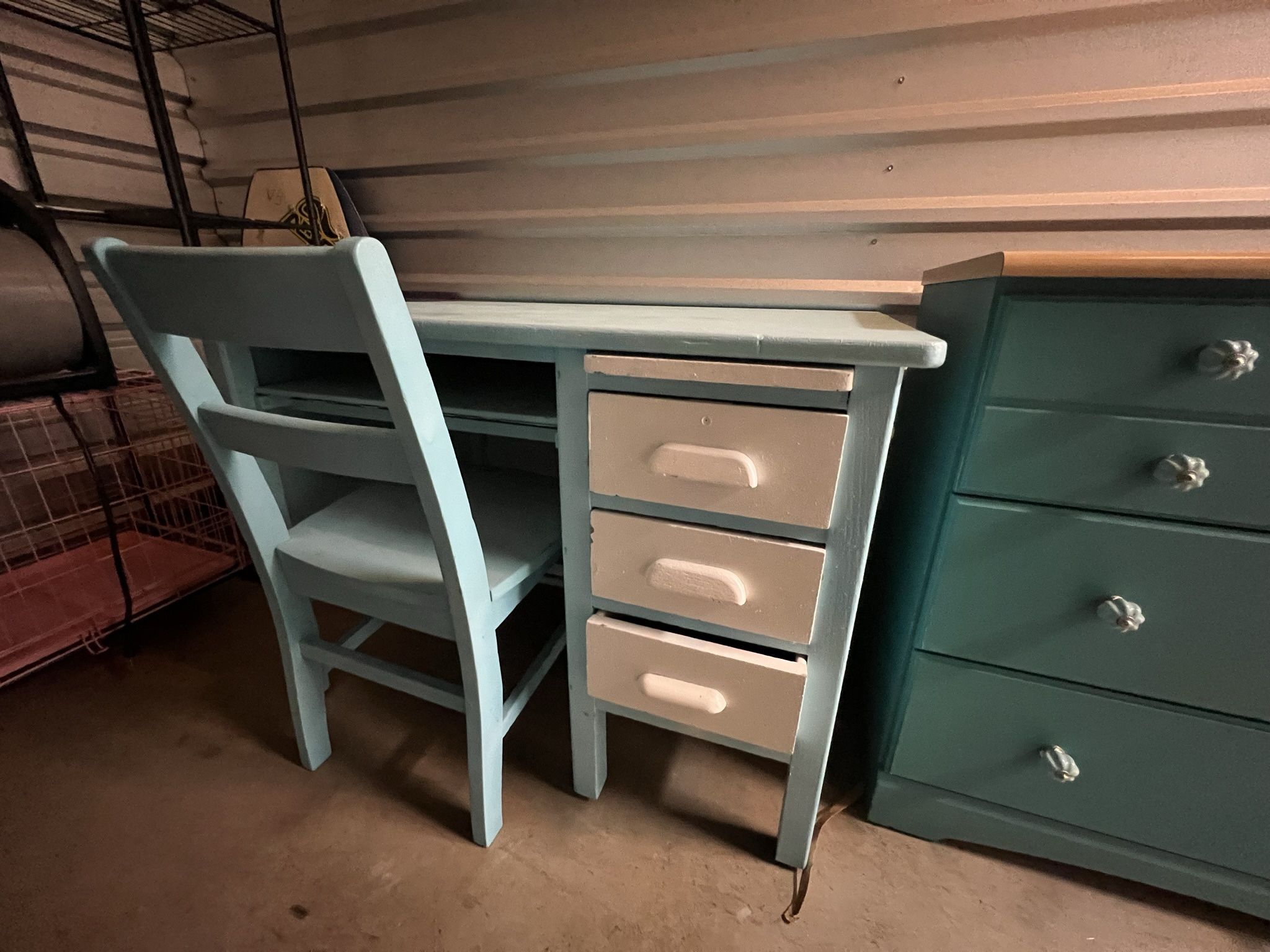 Antique Solid Wood School Desk, Drawers