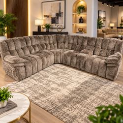 Dark brown power reclining sectional sofa