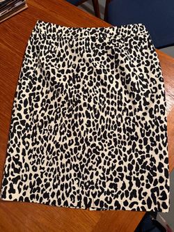 Skirt Straight Pencil Cotton Stretch Animal Print Lined Zipper Calvin Klein 10