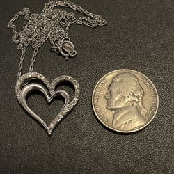 Kay Jewelers / Jewelry Sterling Silver 925 / Double Heart pendant / charm with real diamonds necklace.