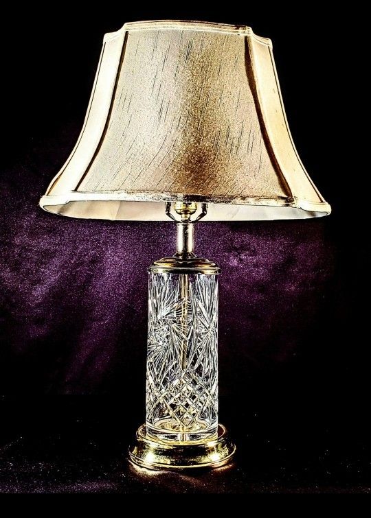 Antique Cut Glass Crystal Cylinder AMERICAN BRILLIANT Period Lamp