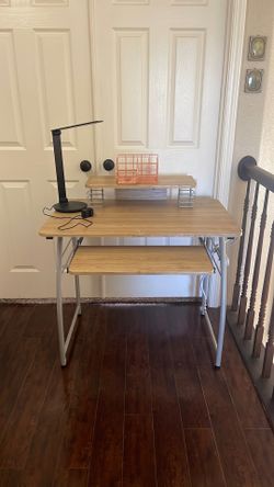 Computer desk with lamp and organizer