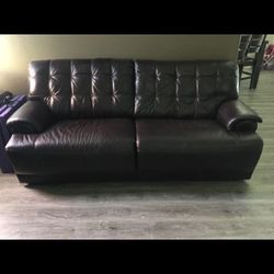 Brown leather couch