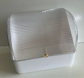 9 Inch Tall White Skincare Organizer Desktop Cosmetic Storage Box AS IS