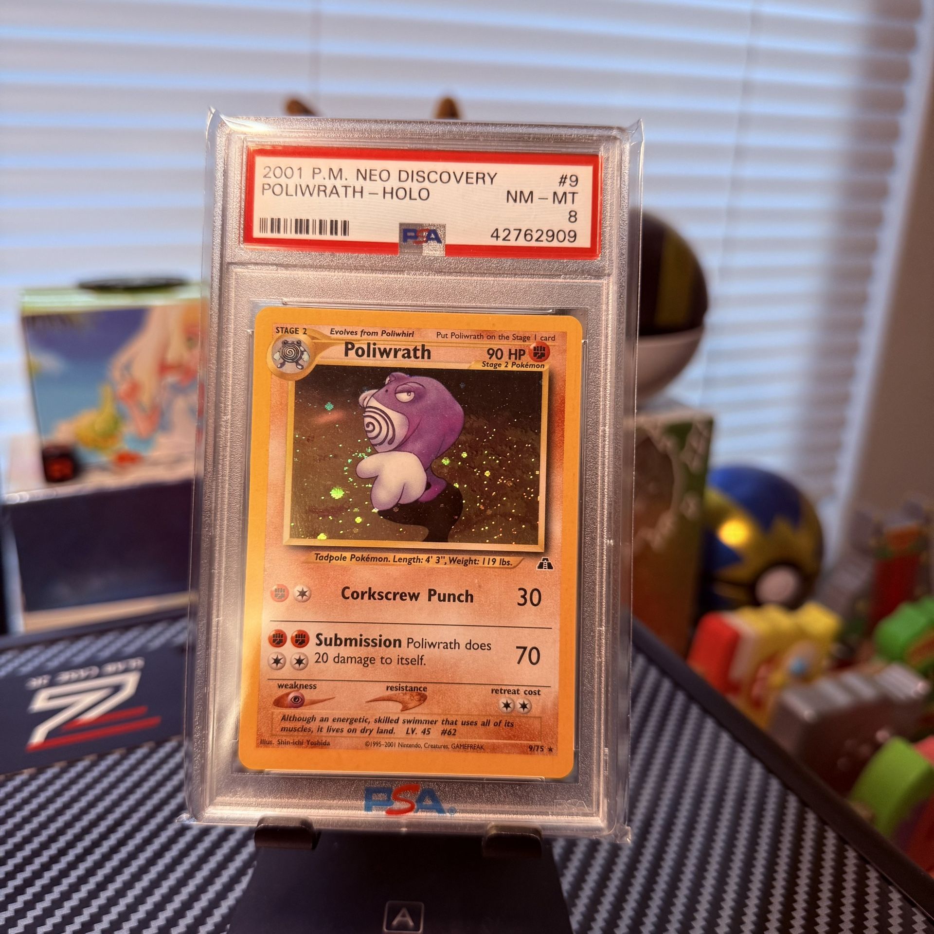 Neo Discovery Unlimited Poliwrath Holo PSA 8