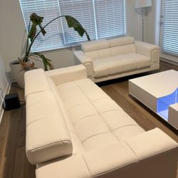 White Leather Couch set