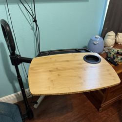 Able Life Tray Table, Adjustable Bamboo TV and Laptop Desk with Ergonomic Stand Assist Safety Handle, Independent Living Aid
