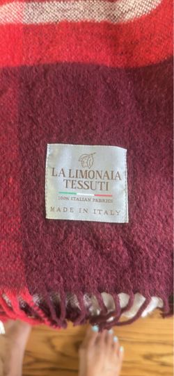 Italian Made Red & White Throw Blanket. Very soft!