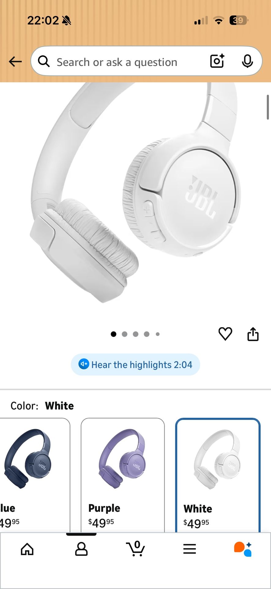 JBL Tune 520BT - Wireless On-Ear Headphones,