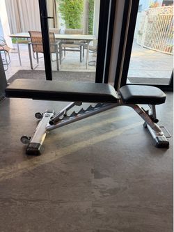 TuffStuff Commercial Adjustable Weight Bench – Flat to Incline, Wheels