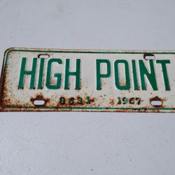 Vintage 1967 High Point City Tag 