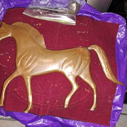Hammered Brass Equestrian Horse Figure Statue