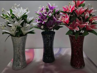 Mosaic Vases with Bouquets of Tiger Lilies ($20 EACH) @ Lasting Creations