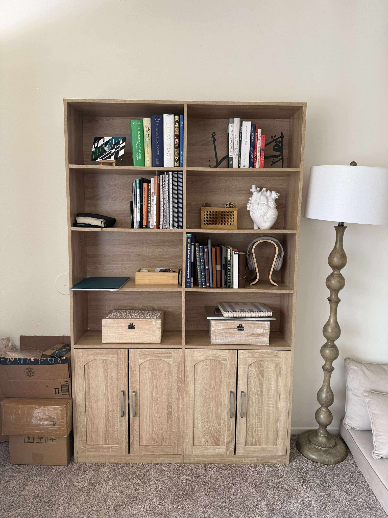6 Tier Oak Wood Bookshelves With Cabinets. Perfect Condition