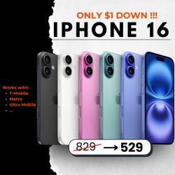 🚀Unlocked  iPhone 16  – Only $5 DOWN, Finance Your Upgrade Today! 💥