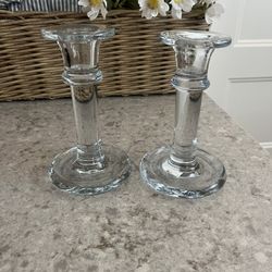 Set Of Vintage Glass Candle Holders $15