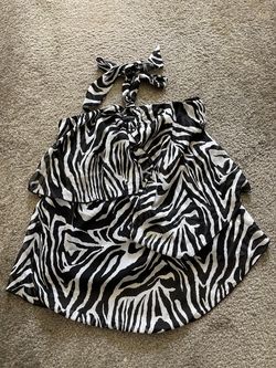My Michelle Black and White Zebra Halter Ruffle Top