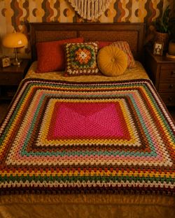 Vintage crochet Blanket 70s
