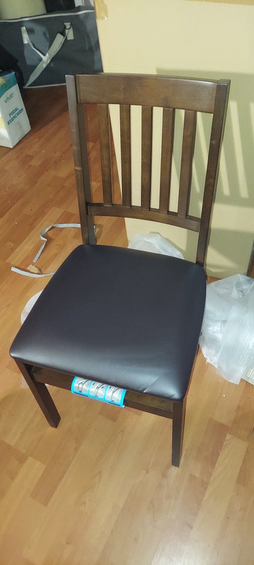 Stakmore Wood Folding Chair with Upholstered Seat, Espresso, 1 for $40