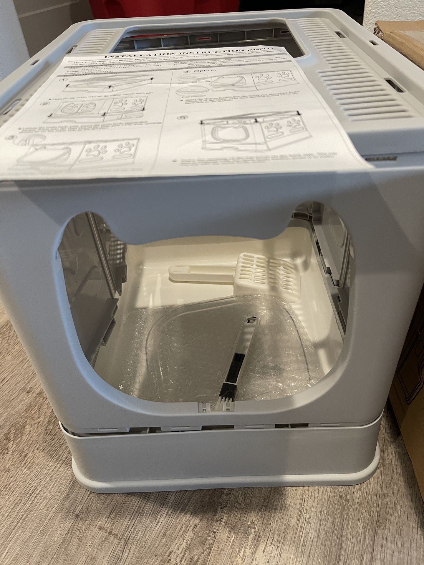 Top Exit Cat Litter Box with Tray Foldable Large Kitty Litter Boxes Toilet Clean