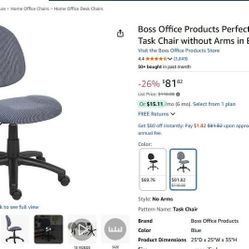 Selling For Best Offer, Adjustable Boss Black Upholstered Deluxe Posture Swivel Task Office Chair