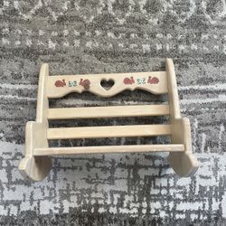 Small Doll Wooden Loveseat Rocker Bench for Dolls or Display