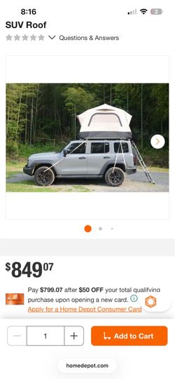 4.8 ft. x 7.2 ft. Black+Beige Inflatable Roof Top Truck Roof Tent Camping for 2 Person, Car SUV Roof