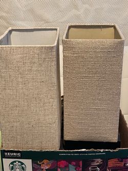 Lamp pair shades color slight off one has a little more glitter