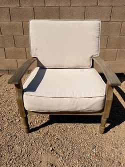 Wood Outdoor Patio Chair with Cushions (LxWxH: 36” x 31” x 34”)