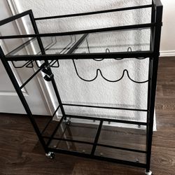 Black Rolling Bar Cart
