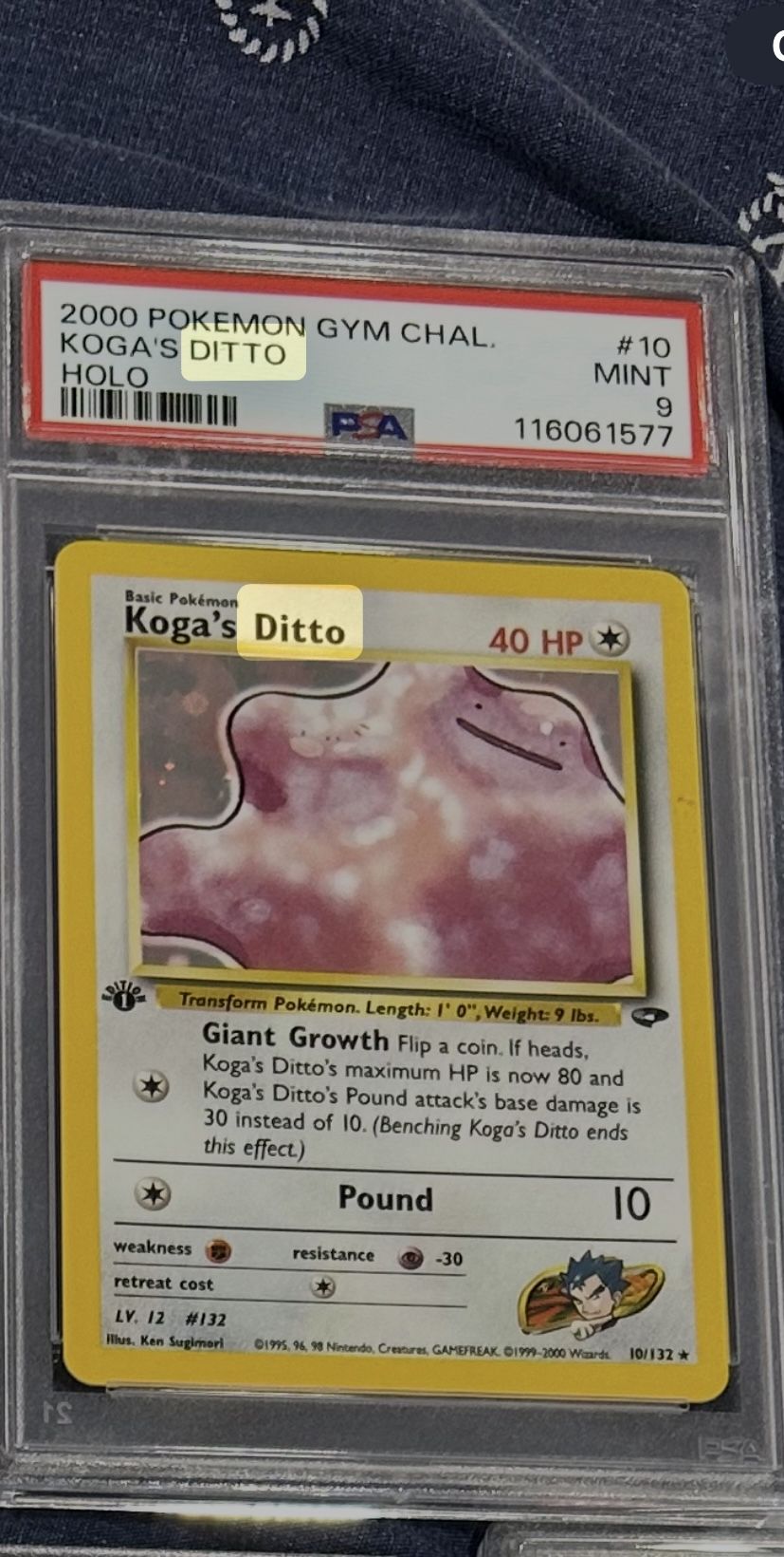 Pokemon Error PSA 9 Koga’s Ditto 1st Edition Holo