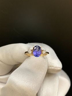 GOLD BLUE STONE RING #36070