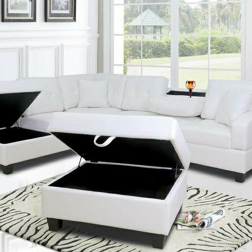 Pablo White Sectional AND Ottoman 🚛IN STOCK FAST DELIVERY