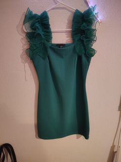 Thirty Thirty Ruffle Shoulder Bodycon Mini Dress