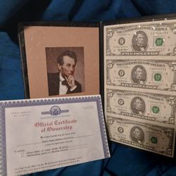 Uncirculated, Uncut $5 Bills 