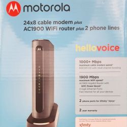 Motorolla 24x8 Cable Modem w/AC1900 WiFi Router