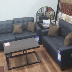 Brand New 2pc Sofa And Loveseat In Grey Or Black -  Delivery Available 