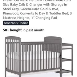 Dream On Me Anna 3-in-1 Convertible Full- Size Baby Crib & Changer with Storage