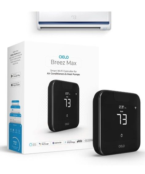 Breez Max | ENERGY STAR CERTIFIED Smart AC Controller | WiFi Thermostat for Mini-Split, Window, Portable ACs/Heat Pumps | AI-Based Tech | Free App 